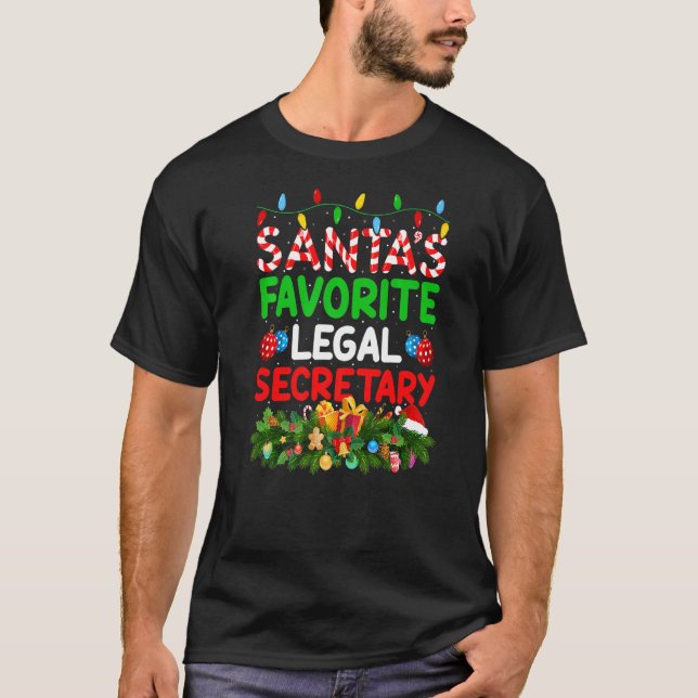 Xmas Lighting Santa S Lieblings-Rechtssekretärin C T-Shirt (Vorderseite)