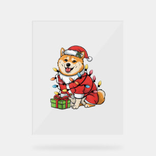 Xmas Lighting Santa Shiba Inu Hund Weihnachten Acrylschild