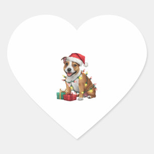 Xmas Lighting Santa Staffordshire Bull Terrier Dog Herz-Aufkleber