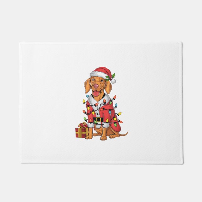 Xmas Lighting Santa Vizsla Dog Weihnachten Fußmatte (Vorderseite)