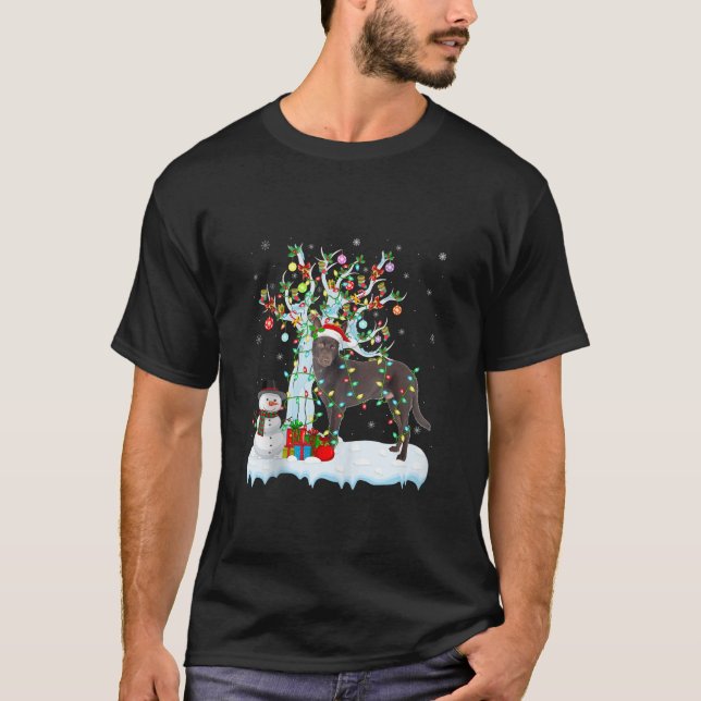 Xmas Lighting Tree Santa Hat Australian Kelpie Dog T-Shirt (Vorderseite)
