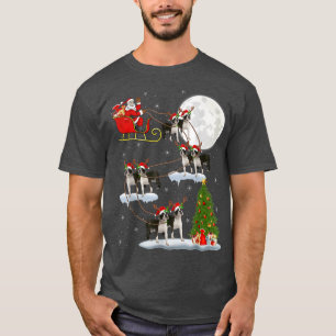 Xmas Lighting Tree Santa Riding Boston Terrier Chr T-Shirt
