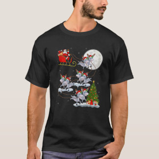 Xmas Lighting Tree Santa Riding Donkey Christmas T-Shirt