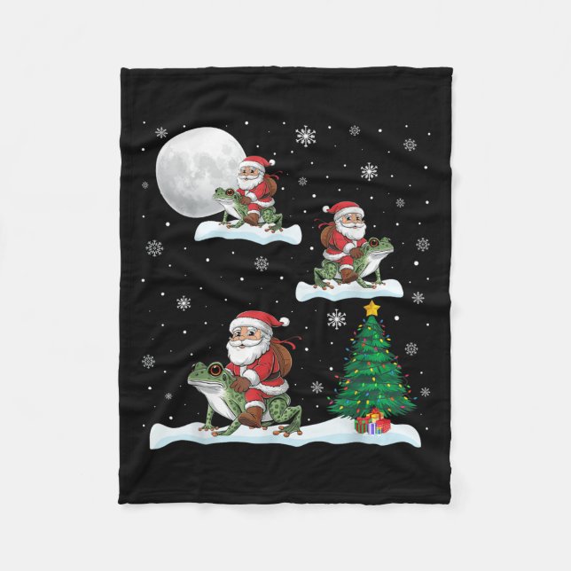 Xmas Lighting Tree Santa Riding Ison Dart Frog Chr Fleecedecke (Vorderseite)