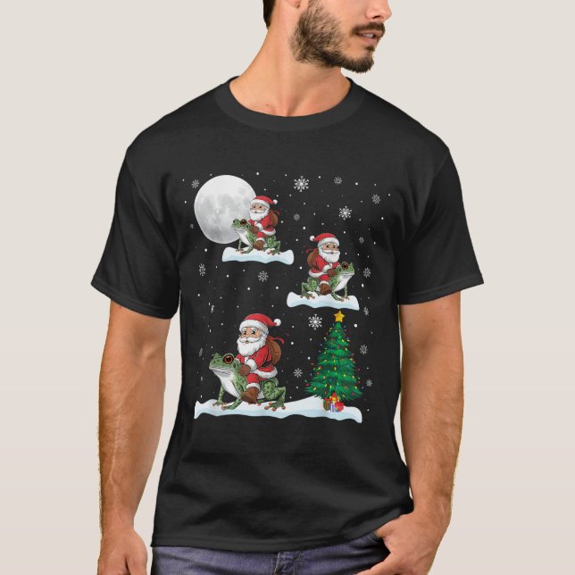 Xmas Lighting Tree Santa Riding Ison Dart Frog Chr T-Shirt (Vorderseite)