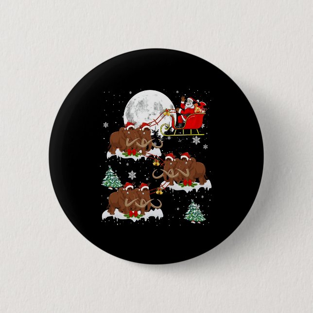 Xmas Lighting Tree Santa Riding Wooly Mammoth Chr Button (Vorderseite)