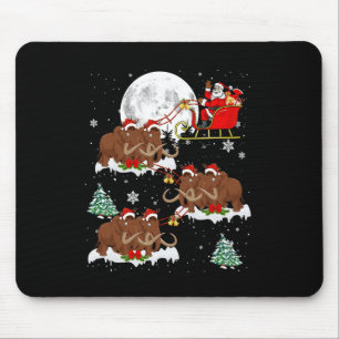 Xmas Lighting Tree Santa Riding Wooly Mammoth Chr Mousepad