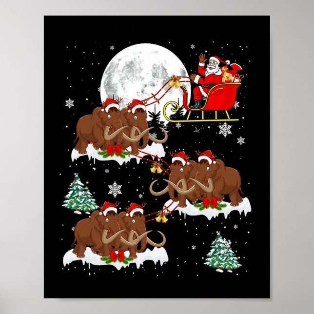 Xmas Lighting Tree Santa Riding Wooly Mammoth Chr Poster (Vorne)
