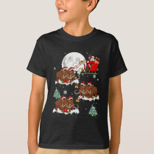 Xmas Lighting Tree Santa Riding Wooly Mammoth Chr T-Shirt