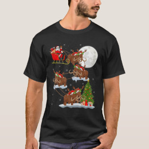 Xmas Lighting Tree Santa Riding Wooly Mammoth Chr T-Shirt