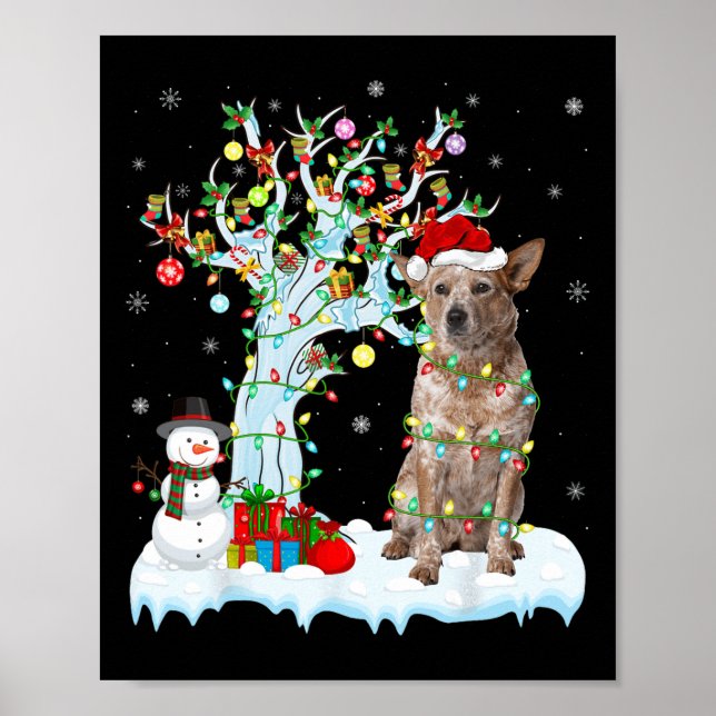 Xmas Lighting Tree Weihnachtsmannmütze Australian  Poster (Vorne)