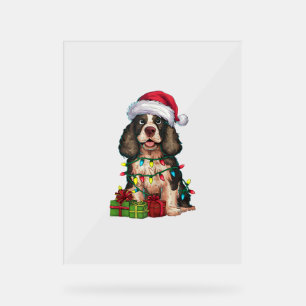 Xmas Lighting Weihnachtsmannmütze Alaskan Malamute Acrylschild