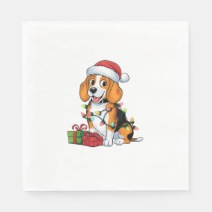 Xmas Lighting Weihnachtsmannmütze Beagle Weihnacht Serviette