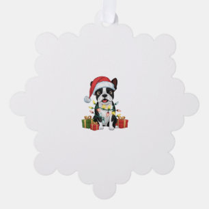 Xmas Lighting Weihnachtsmannmütze Boston Terrier D Ornament Karte