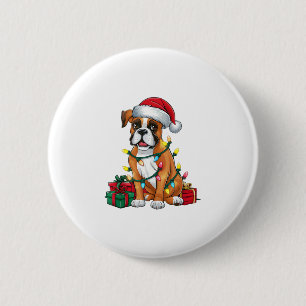 Xmas Lighting Weihnachtsmannmütze Boxer Dog Weihna Button