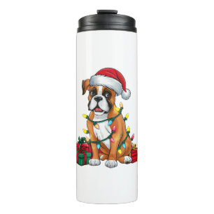 Xmas Lighting Weihnachtsmannmütze Boxer Dog Weihna Thermosbecher