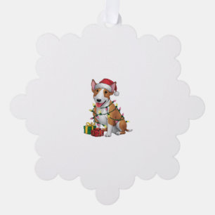 Xmas Lighting Weihnachtsmannmütze Bull Terrier Dog Ornament Karte