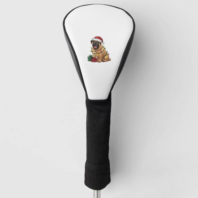 Xmas Lighting Weihnachtsmannmütze Bullmastiff Dog  Golf Headcover (Vorderseite)