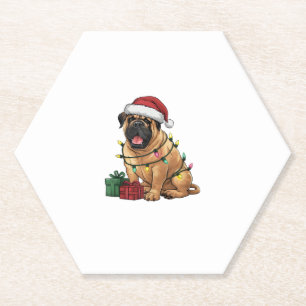 Xmas Lighting Weihnachtsmannmütze Bullmastiff Dog Untersetzer
