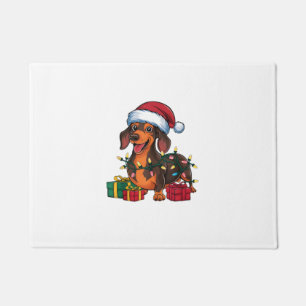 Xmas Lighting Weihnachtsmannmütze Dackel Hund Weih Fußmatte