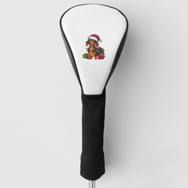 Xmas Lighting Weihnachtsmannmütze Dackel Hund Weih Golf Headcover (Vorderseite)