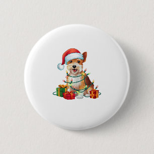 Xmas Lighting Weihnachtsmannmütze Dandie Dinmont T Button