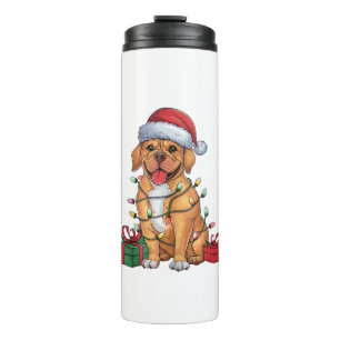 Xmas Lighting Weihnachtsmannmütze Dogue De Bordeau Thermosbecher