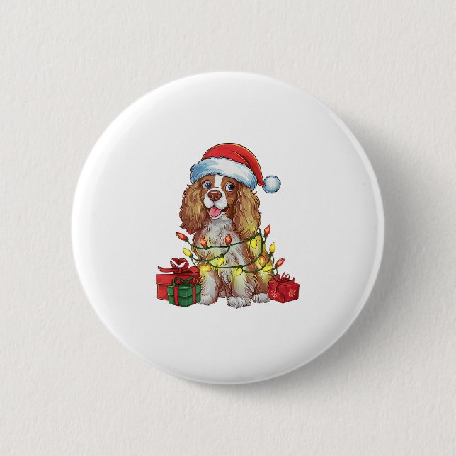 Xmas Lighting Weihnachtsmannmütze Englisch Coonhou Button (Vorderseite)