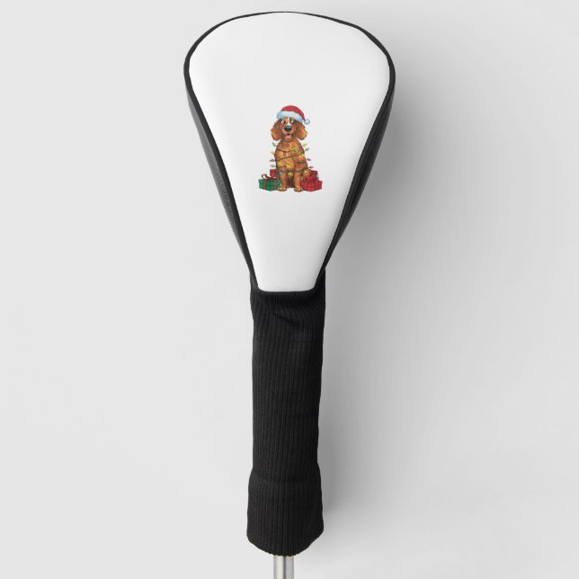 Xmas Lighting Weihnachtsmannmütze English Setter D Golf Headcover (Vorderseite)