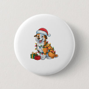 Xmas Lighting Weihnachtsmannmütze Eurasier Dog Wei Button