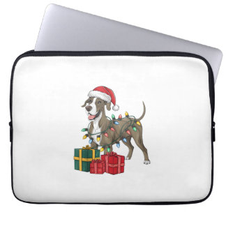 Xmas Lighting Weihnachtsmannmütze Great Dane Dog W Laptopschutzhülle