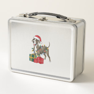 Xmas Lighting Weihnachtsmannmütze Great Dane Dog W Metall Brotdose