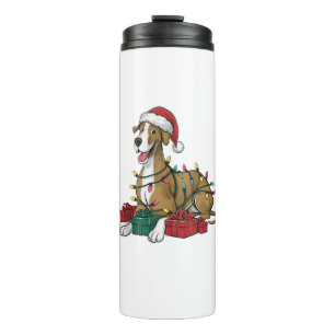 Xmas Lighting Weihnachtsmannmütze Great Dane Dog W Thermosbecher