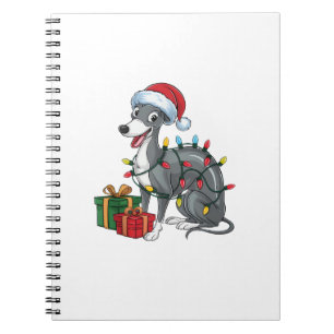 Xmas Lighting Weihnachtsmannmütze Greyhound Hund W Notizblock