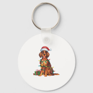 Xmas Lighting Weihnachtsmannmütze Irish Setter Dog Schlüsselanhänger