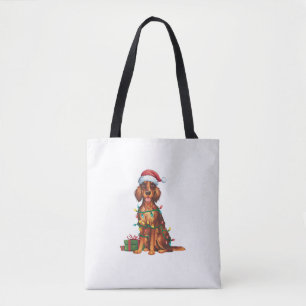 Xmas Lighting Weihnachtsmannmütze Irish Setter Dog Tasche