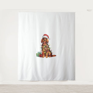 Xmas Lighting Weihnachtsmannmütze Irish Setter Dog Wandteppich