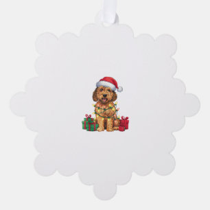 Xmas Lighting Weihnachtsmannmütze Labradoodle Dog  Ornament Karte