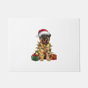 Xmas Lighting Weihnachtsmannmütze Leonberger Dog C Fußmatte