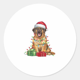 Xmas Lighting Weihnachtsmannmütze Leonberger Dog W Runder Aufkleber