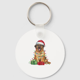 Xmas Lighting Weihnachtsmannmütze Leonberger Dog W Schlüsselanhänger
