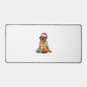 Xmas Lighting Weihnachtsmannmütze Leonberger Dog W Schreibtischunterlage