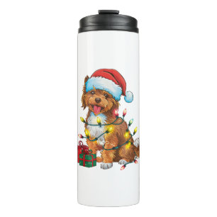 Xmas Lighting Weihnachtsmannmütze Lowchen Dog Weih Thermosbecher
