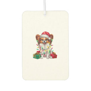 Xmas Lighting Weihnachtsmannmütze Papillon Dog Wei Autolufterfrischer