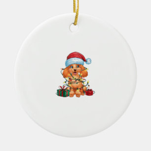 Xmas Lighting Weihnachtsmannmütze Poodle Dog Weihn Keramik Ornament