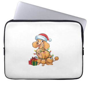 Xmas Lighting Weihnachtsmannmütze Poodle Dog Weihn Laptopschutzhülle
