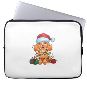 Xmas Lighting Weihnachtsmannmütze Poodle Dog Weihn Laptopschutzhülle
