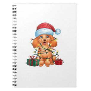 Xmas Lighting Weihnachtsmannmütze Poodle Dog Weihn Notizblock