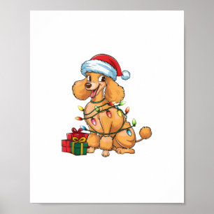 Xmas Lighting Weihnachtsmannmütze Poodle Dog Weihn Poster