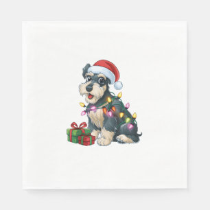 Xmas Lighting Weihnachtsmannmütze Schnauzer Dog We Serviette